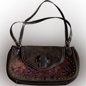 The Sak Western Embroidered Tapestry Carpet Shoulder Bag Pink Label